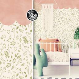 Scallop Border Wall Stencil Kit - Edge & Woodland Forest Leaf Stencils For Painting Scandi Boho Nursery Wall Decor Dizzy Duck - thumbnail 3
