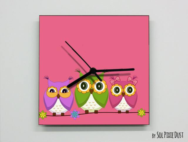 Cute Owls Wall Clock - Kids Nursery Room, Teens Baby Room - image 1