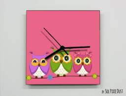 Cute Owls Wall Clock - Kids Nursery Room, Teens Baby Room - thumbnail 1