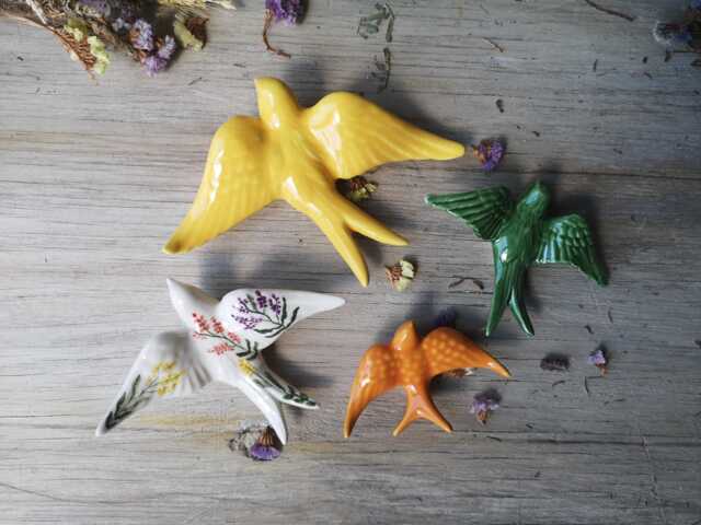Set Of 4 Portuguese Swallows, Wall Art, Portugal Pottery, Keramik - image 1