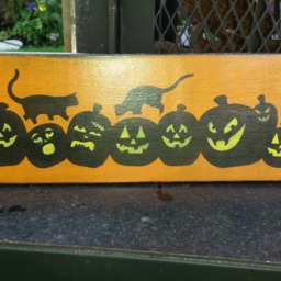 Halloween Pumpkins Wood Sign Distressed Wall Hanging Reclaimed Pallet Rustic Decor Repurposed Pumpkin Patch Black Cat - thumbnail 2