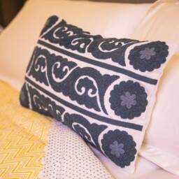 Oblong Embroidered Cushion, Contemporary Apartment Cushion Decor, Moroccan Pillow, Minimalist Decor, Modern Rectangle Sofa Throw Pillow - thumbnail 3
