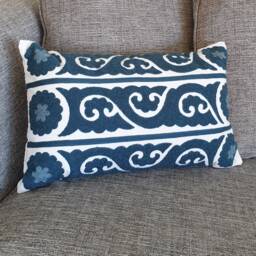 Oblong Embroidered Cushion, Contemporary Apartment Cushion Decor, Moroccan Pillow, Minimalist Decor, Modern Rectangle Sofa Throw Pillow - thumbnail 2