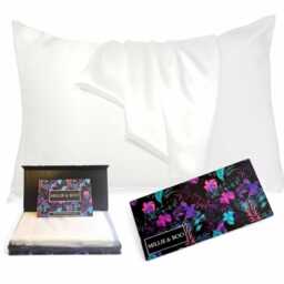Satin Pillowcase White With Gift Box - Vegan Friendly Queen Size Zipper Closure - thumbnail 1