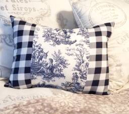 Ch??teaucore French Country Blue Toile Decorative Throw Pillow, Elegant Pillow Cushion, Parisian Home Decor - thumbnail 1