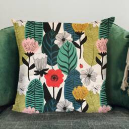 Scandi Floral Cushion Cover Botanical Print, Handmade