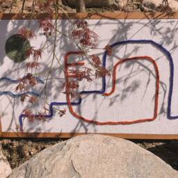 Hand Woven Wall Hanging Symi Framed Tapestry, Textured Hand-Embroidery Textile Art - thumbnail 4