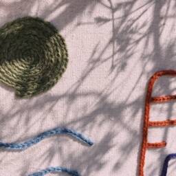 Hand Woven Wall Hanging Symi Framed Tapestry, Textured Hand-Embroidery Textile Art - thumbnail 3