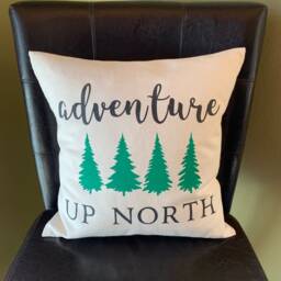 Adventure Up North Quote Pillow Decorative Handmade Painted Lake Sayings - thumbnail 3