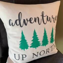 Adventure Up North Quote Pillow Decorative Handmade Painted Lake Sayings - thumbnail 2