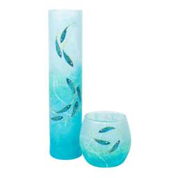 Hand-Painted Fish Bud Vase Strawsilk Glassware By Karen Keir - thumbnail 3