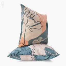 Abstract Floral Velvet Pillow Covers Pink & Gray, Set Of 2 - thumbnail 3