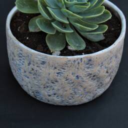 Indoor Ceramic Planter, Handmade Small Blue Design Housewarming Pottery Bowl Planter - thumbnail 2
