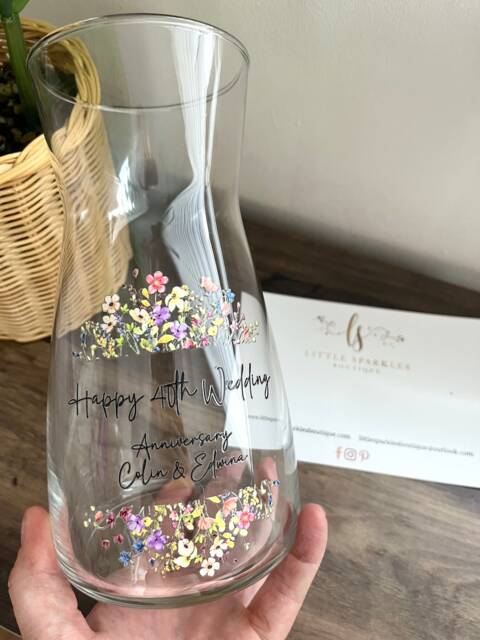 Personalised Anniversary Vase, 40Th Wedding Gift, Floral Vase, Personalized Anniversary Vase, Gift - image 1