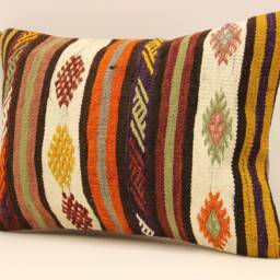 Throw Lumbar Kilim Pillow 14x20 in - 35x50 cm Boho Pillowcover Kilim Cushion Cover Tribal Pillow 4Bef-408 - thumbnail 3