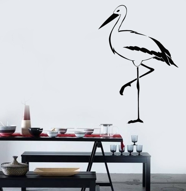 Wall Vinyl Decal Heron Wader Marsh Bird Long Leg Living Room Decor - #2461Dn - image 1