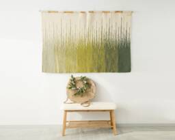 Green Ombre Wool Tapestry - Large Woven Wall Hanging Minimalist Boho Decor Handwoven Art Vero
