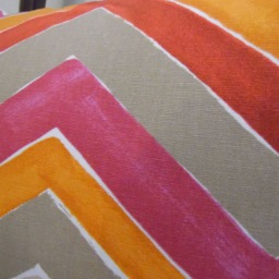 Chevron Pillow Cover Pink, Orange, Taupe Zig Zag Cotton - thumbnail 2
