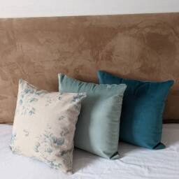 Pale Teal Duck Egg Cotton Cushion Cover - Floral Design With Neutral Linen Background Vintage Interiors, Scandi, Handmade Cushions - thumbnail 3