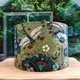 Wild Meadow Floral Lampshade Ochre Dragonfly Mustard Green Blue Table Ceiling - thumbnail 3