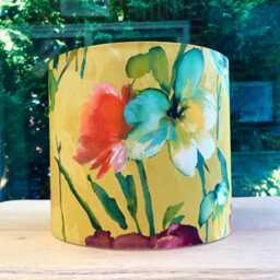 Wild Meadow Floral Lampshade Ochre Dragonfly Mustard Green Blue Table Ceiling - thumbnail 2