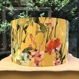 Wild Meadow Floral Lampshade Ochre Dragonfly Mustard Green Blue Table Ceiling