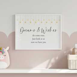 Dreams & Wishes Nursery Print - A3 A4 A5 Wall Art, Starry Prints, Cute Baby Come True Large Prints - thumbnail 3
