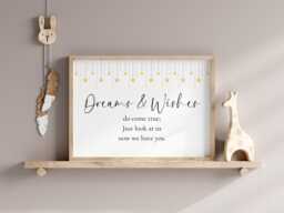 Dreams & Wishes Nursery Print - A3 A4 A5 Wall Art, Starry Prints, Cute Baby Come True Large Prints - thumbnail 1
