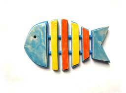 Ceramic Skeleton Fish Wall Art Colorful Coastal Decor - thumbnail 1