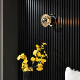 1 Light Black Wall Sconce With Glass Bowl Shade For Modern Bathroom Vanity & Hallway - Mid Century Industrial Ceiling Flush Mount Bonnie - thumbnail 2