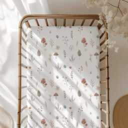 Woodland Mushroom & Flowers Bedding, Duvet Covers, Fitted Sheets, Watercolour Kids Baby Childrens Room Decor - thumbnail 1