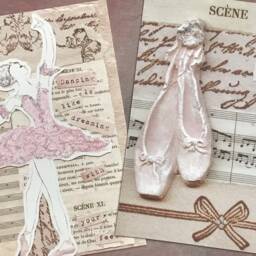 4 Ballerina Glitter Fine Art Prints, French Collage Ballet Quotes Postcard Set , Children's Room Dancer Lover Gift Wall Prints - thumbnail 2