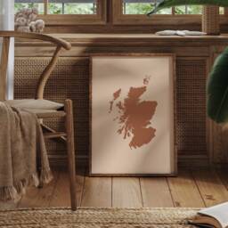 Scotland Map Boho Wall Art Print Mid Century Travel Poster - thumbnail 1