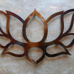 Heat Colored Metal Lotus Wall Art - 36 Inch Flower Hanging - thumbnail 2