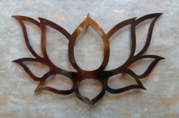 Heat Colored Metal Lotus Wall Art - 36 Inch Flower Hanging - thumbnail 1
