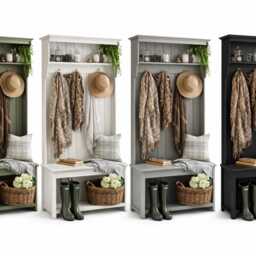 Handmade Hallway Bench With Coat Hooks & Shelf - Rustic Farmhouse Entryway Storage Unit Solid Wood Mudroom Bench, Custom Sizes & Colours - thumbnail 2