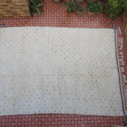 Moroccan Rug Hand Knotted-Vintage Fabric Scraps-Beni Ourain Rug-All Wool Berber - Custom For Bedroom Genuine Lamb - thumbnail 2