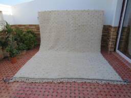 Moroccan Rug Hand Knotted-Vintage Fabric Scraps-Beni Ourain Rug-All Wool Berber - Custom For Bedroom Genuine Lamb - thumbnail 1