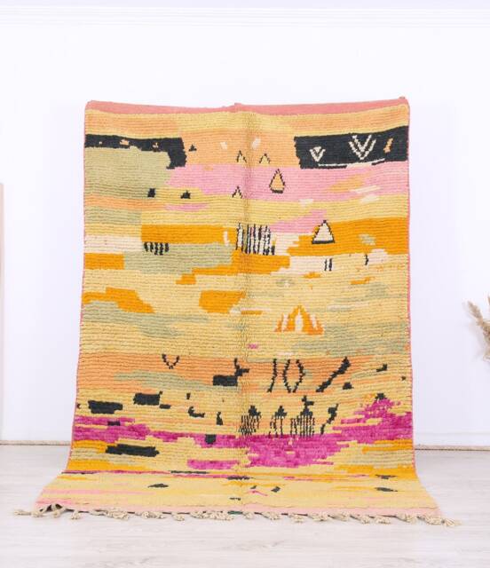 Boujaad Rug, Authentic Moroccan 5.6x8.6 Ft Orange Area Rug - image 1