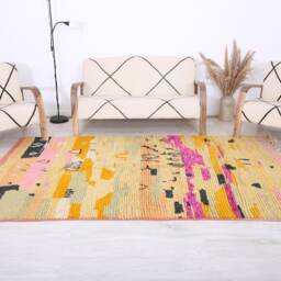 Boujaad Rug, Authentic Moroccan 5.6x8.6 Ft Orange Area Rug - thumbnail 2