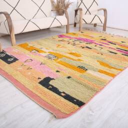 Boujaad Rug, Authentic Moroccan 5.6x8.6 Ft Orange Area Rug - thumbnail 3