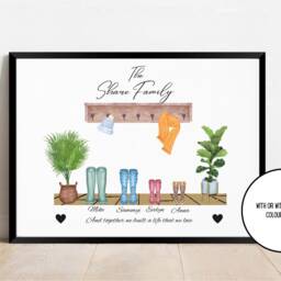 Personalised Watercolor Family Welly Boot Portrait Print - thumbnail 3