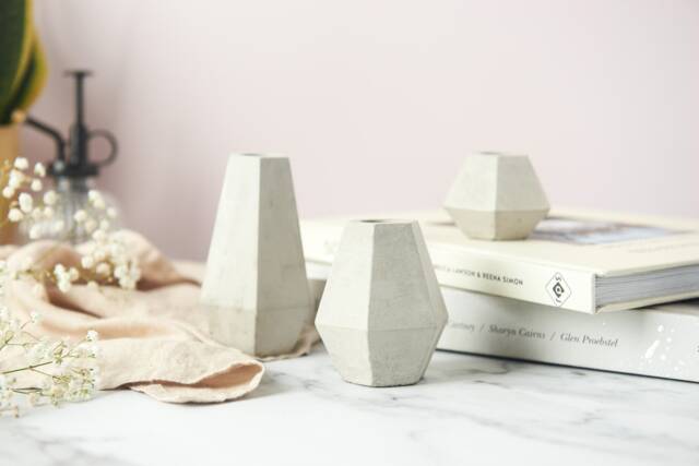 Geometric Concrete Candle Stick Holders Modern Minimalist Design - image 1