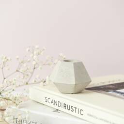 Geometric Concrete Candle Stick Holders Modern Minimalist Design - thumbnail 3