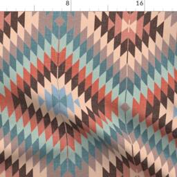Southwest Curtain Panel - Tribal Boho Bohemian Coral Mint Blue Pink Custom Kilim in Autumn Colors By Willowlanetextiles - thumbnail 4