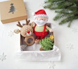 Santa Claus Baby Gift Set With Small Toy, Reindeer Toy & Christmas Tree First Idea