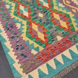 Classic Kilim Rug, Handmade Artisan Afghan Turkish Persian Qashqai Navajo Bohemian Natural Wool Flatweave Multicolour Rug 134x99 cm - thumbnail 2
