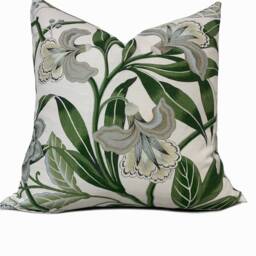 Thibaut Cleo Anna French Savoy Collection Cushion Cover Pillow Green & White Double Sided - thumbnail 2
