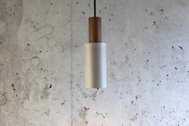 Handmade Concrete Pendant Light Modern Wood Accent Lamp - image 1