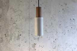 Handmade Concrete Pendant Light Modern Wood Accent Lamp - thumbnail 1